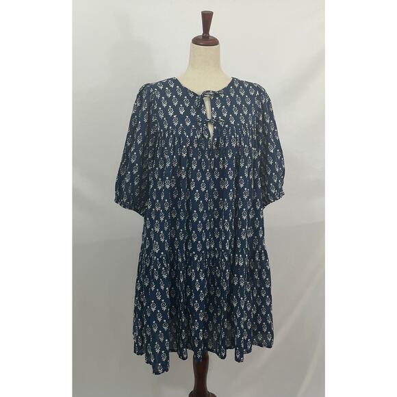 EMERSON FRY India Collection Sz M/L Marguerite Blue Isla Dress - Picture 15 of 16
